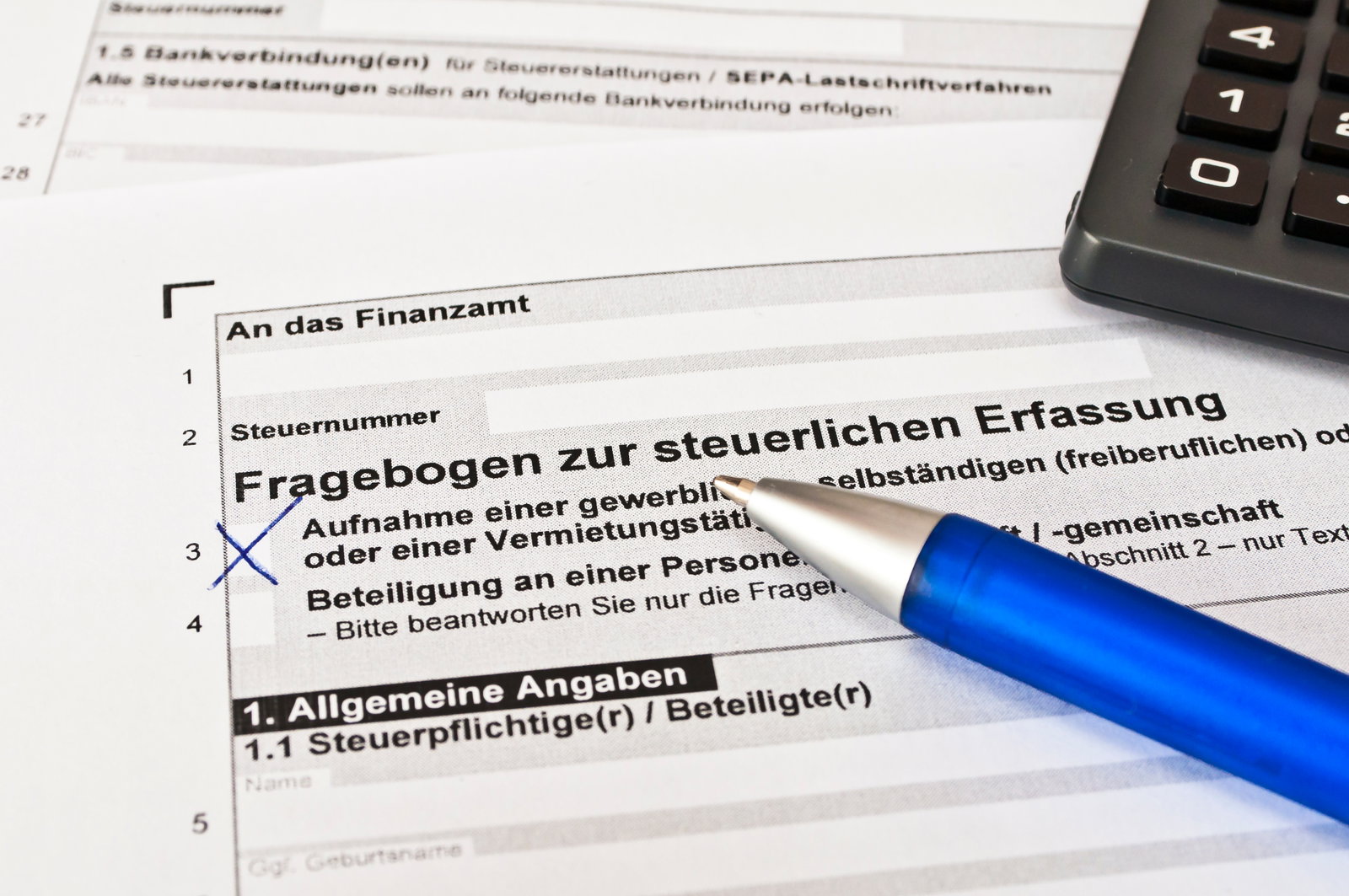 Fragebogen zur steuerlichen Erfassung Fragebogen zur steuerlichen Erfassung